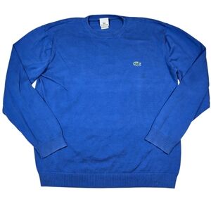 Lacoste Mens Crew Neck 100% Cotton Gator Logo Blue Pullover Sweater Sz 7 (US XL)